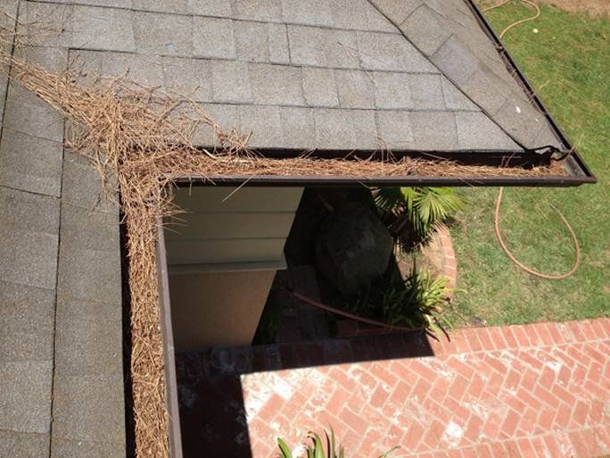 Top view of Dirty Gutter - Gutter Cleaning in Santa Barbara CA