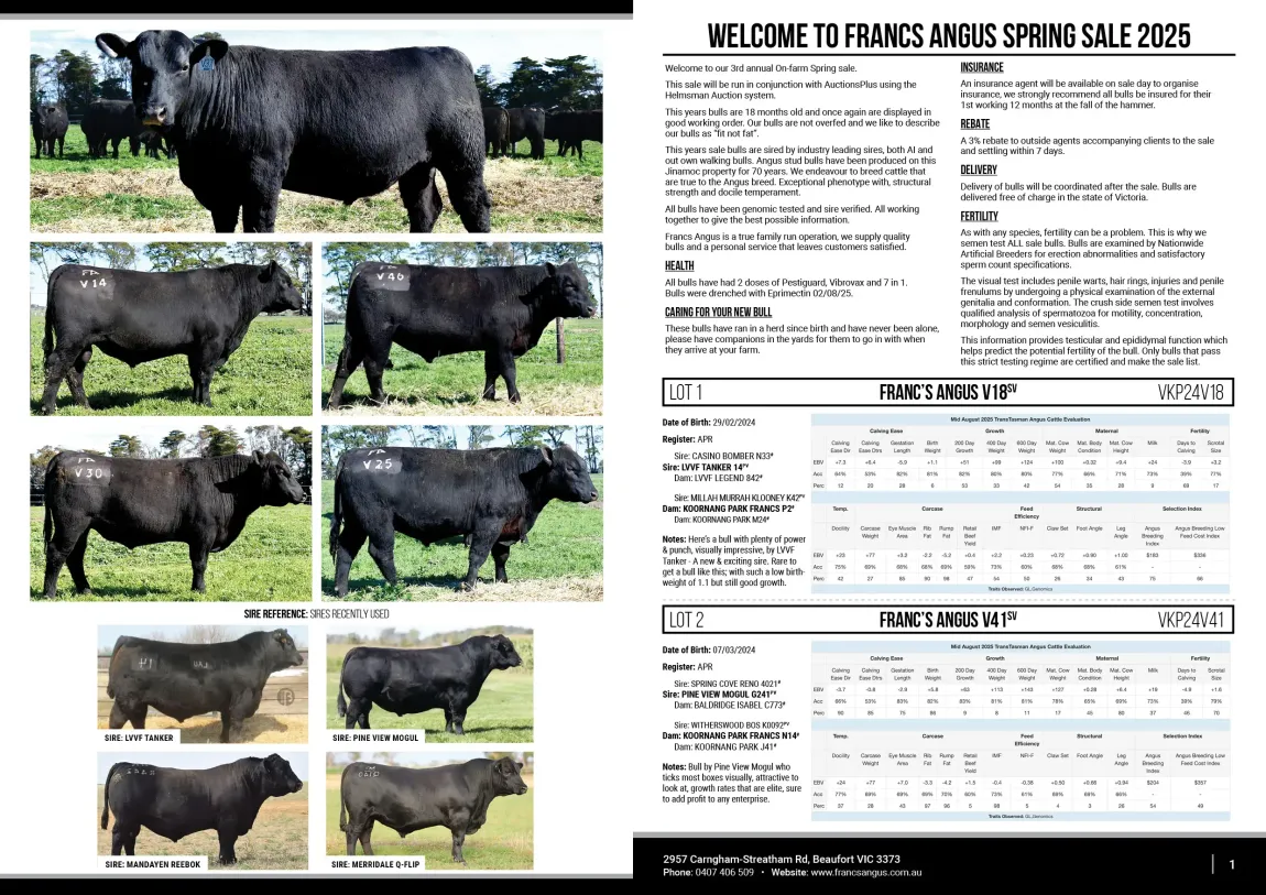 Francs Angus On-Farm Spring Bull Sale 2025 