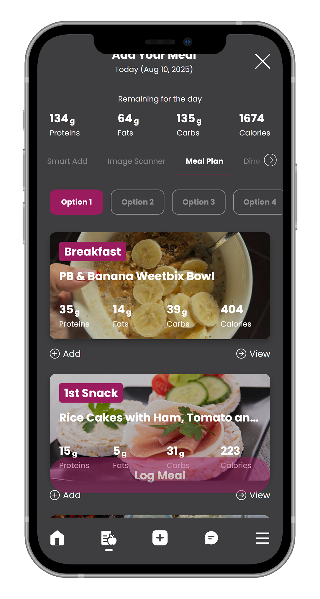 A cell phone with a hamburger on the screen.