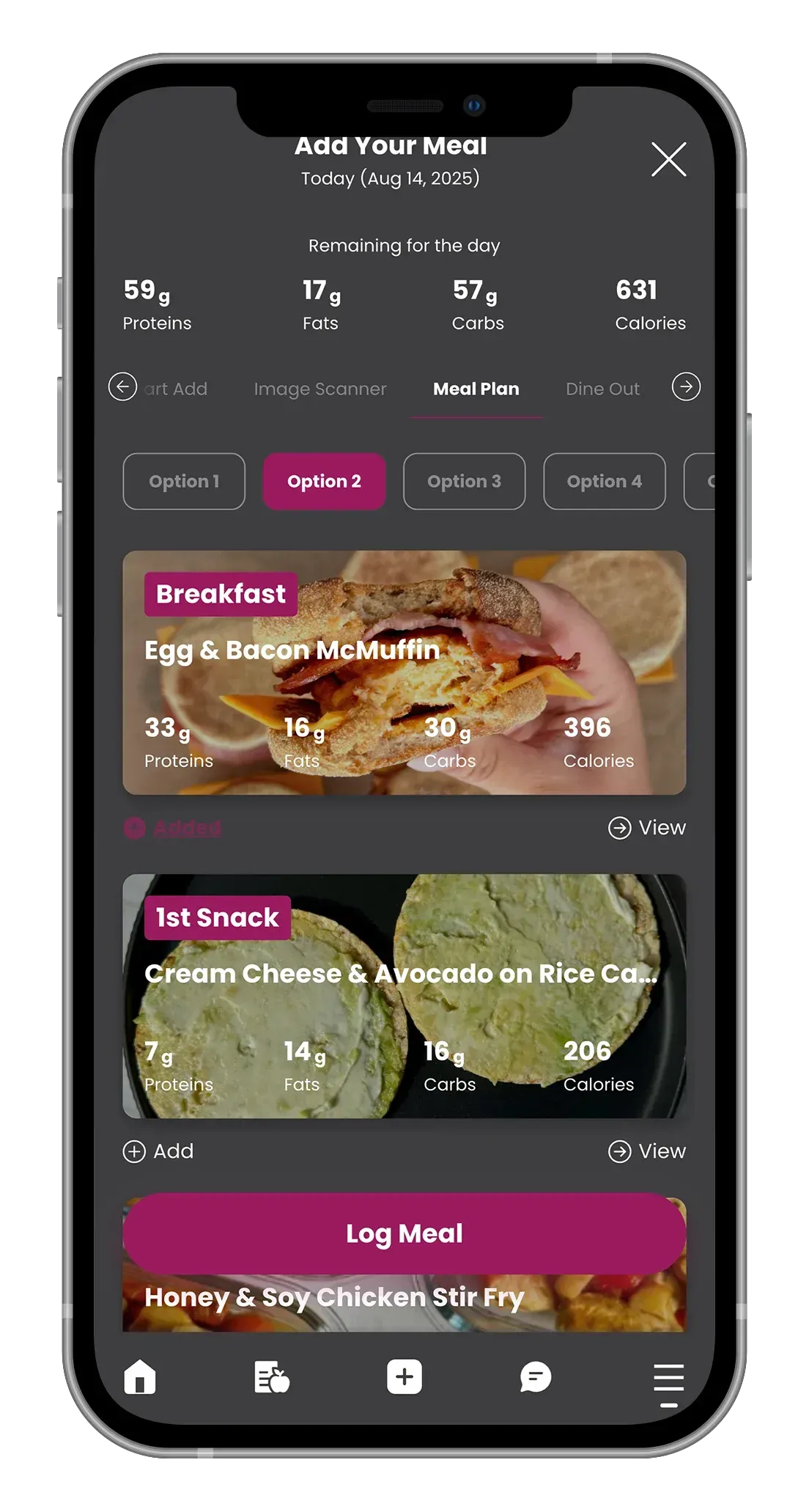 A cell phone with a hamburger on the screen.