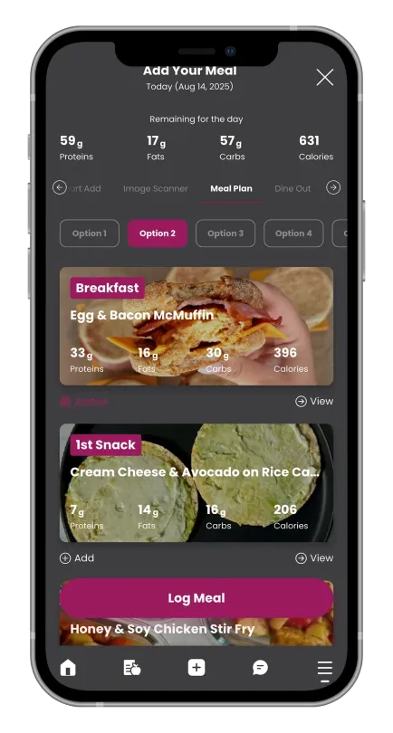 A cell phone with a hamburger on the screen.