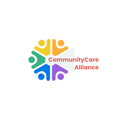 Logo of CommunityCare Alliance, with a circular design of six colorful figures holding hands and the text "CommunityCare Alliance" on the right.