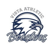 Vista Athletic Boosters logo: an eagle head in a blue circle, with