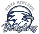 Vista Athletic Boosters logo with eagle graphic. Navy and gray on white background.