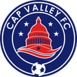 Cap Valley FC logo: a circular emblem featuring a red Capitol dome, stars, and a soccer ball in white, red, and blue.