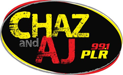 A logo for a radio station called chaz and aj