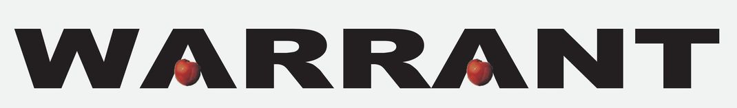 The word warrant is written in black letters on a white background