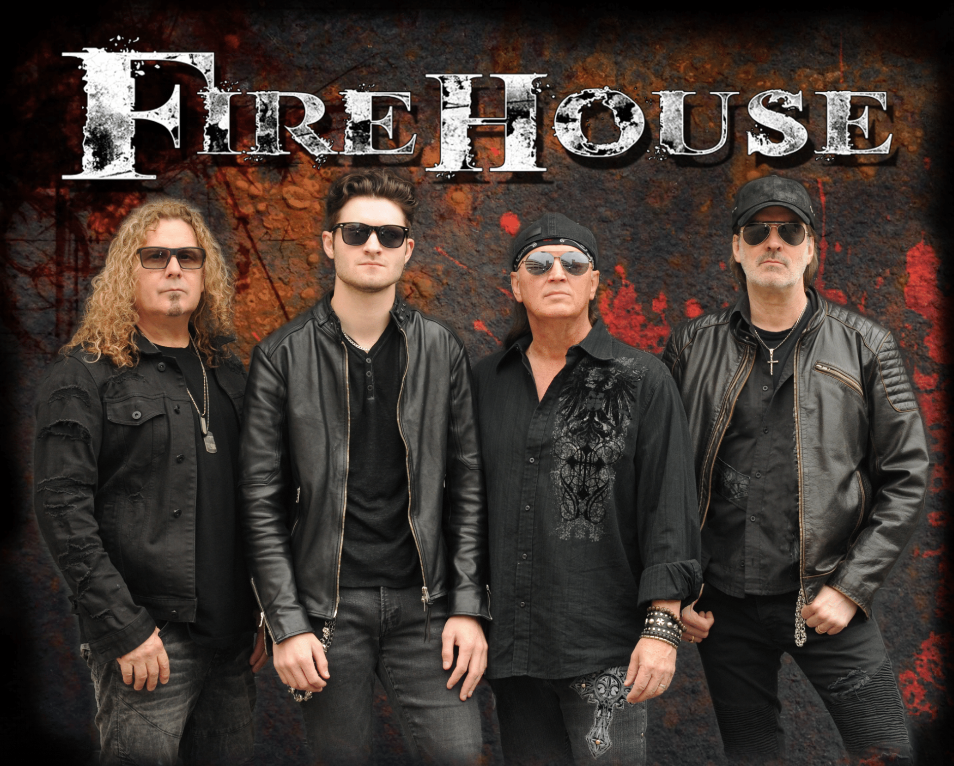 A group of men standing in front of a sign that says firehouse