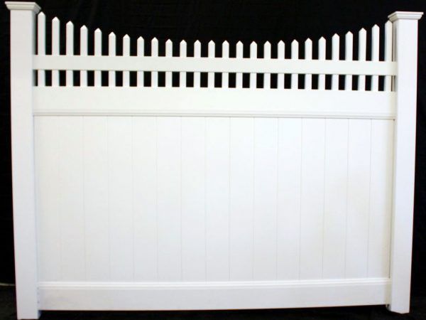 A white picket fence with a black background