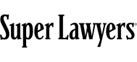 The logo for super lawyers is black and white.