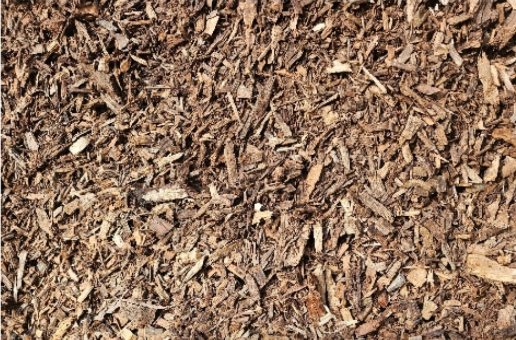 Brown mulch, small pieces of wood chips, close-up view - Palms Landscape Supplies in Forster, NSW
