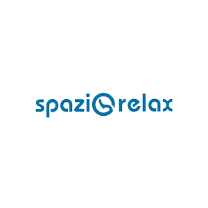 Un logo blu per spazio relax su sfondo bianco.