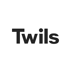 Un logo in bianco e nero per twils su uno sfondo bianco.