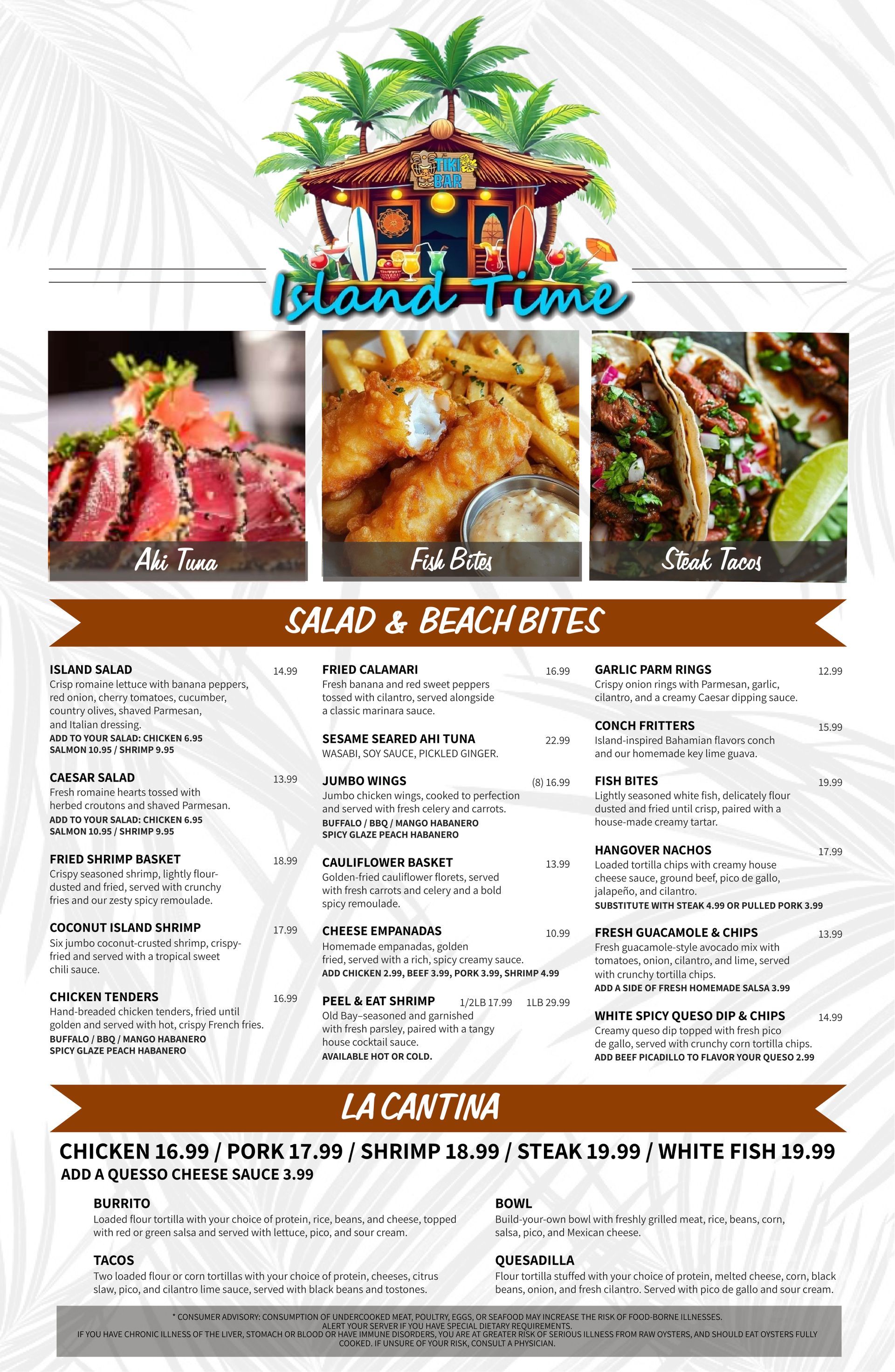 Island Time Tiki Bar Menu