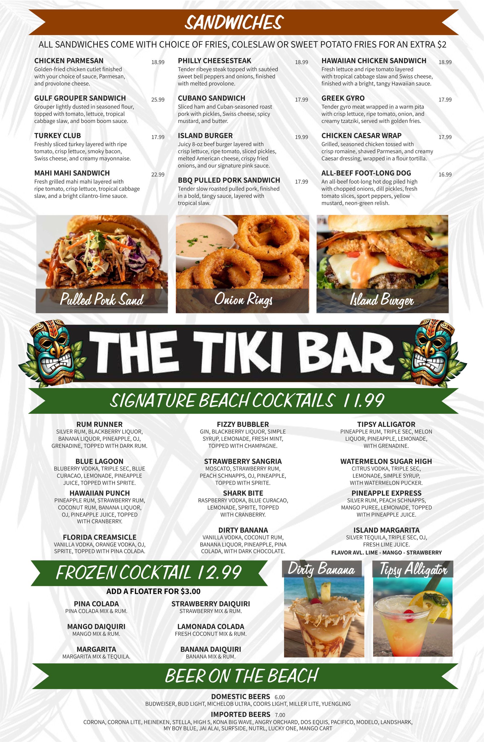 Island Time Tiki Bar Cocktail Menu