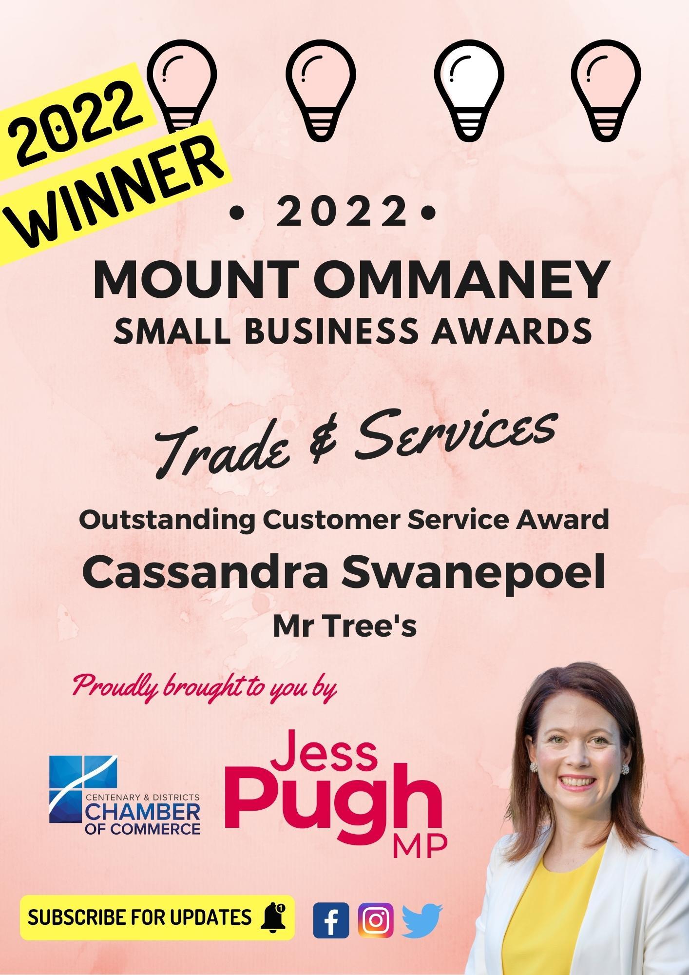 2022 Mount Ommaney Outstanding Customer Service Award — Ipswich, QLD — Mr Trees