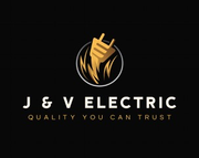 Logo for J & V Electric, featuring a lightning bolt and plug icon, gold on black background. "Quality You Can Trust."