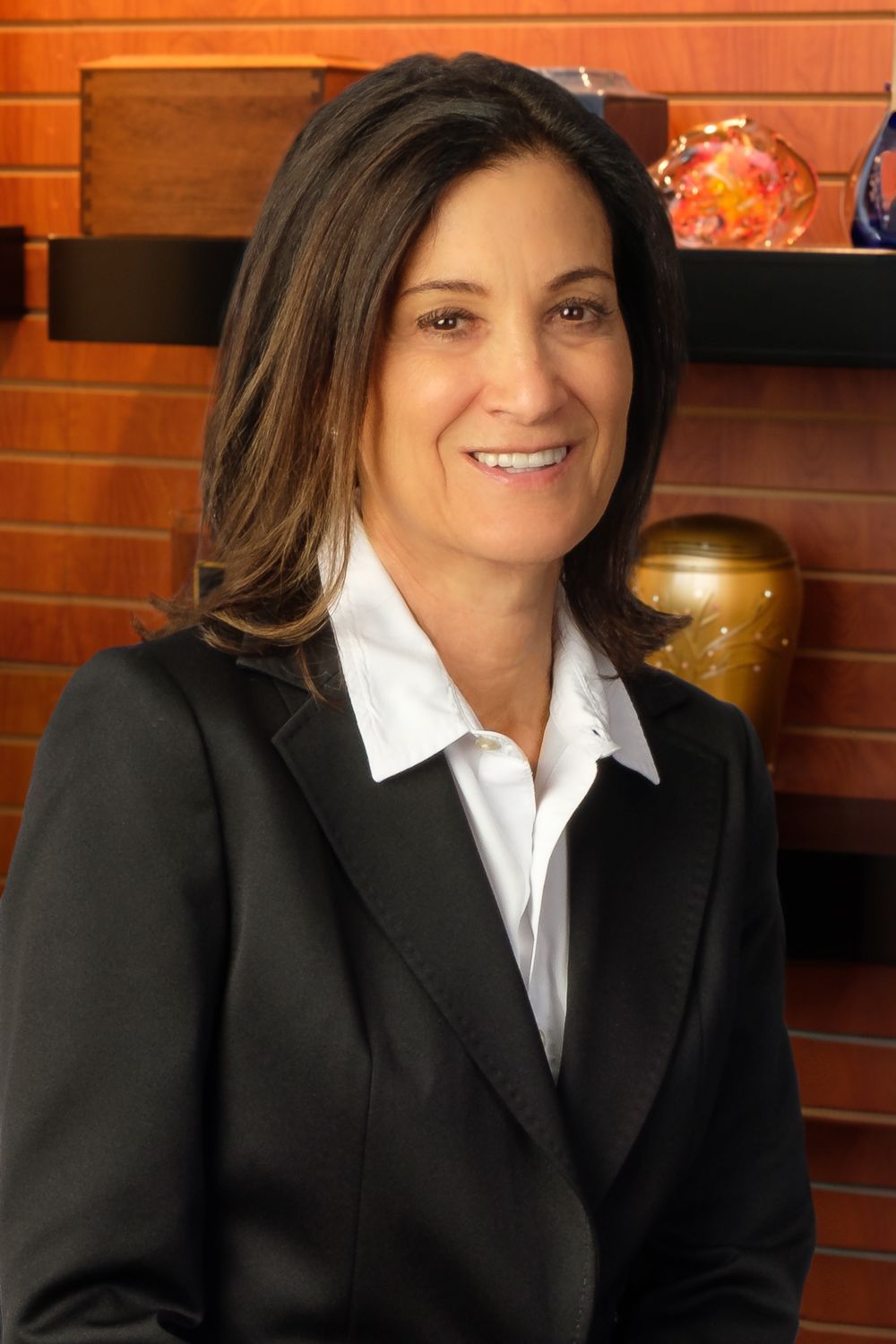 Goldsteins' Rosenberg's Atlantic County Owner and funeral director, Elieen Norman Perice, with urns