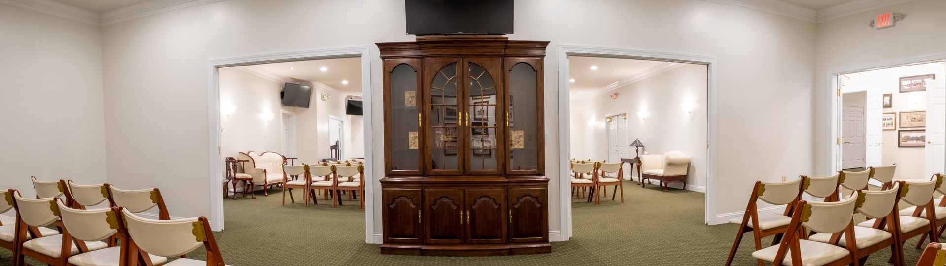 Goldsteins' Rosenberg's Galloway funeral home main chapel overflow area in back
