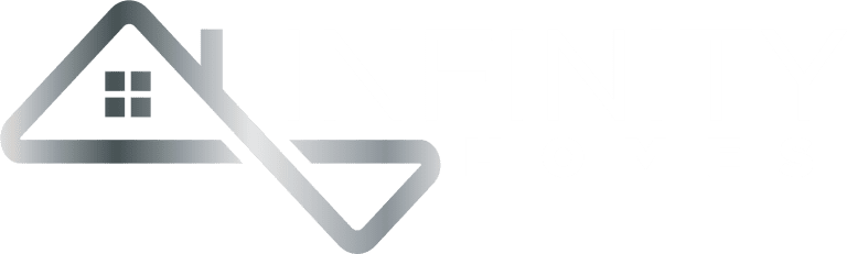 The logo for infinity plumbing fl llc is white on a black background.