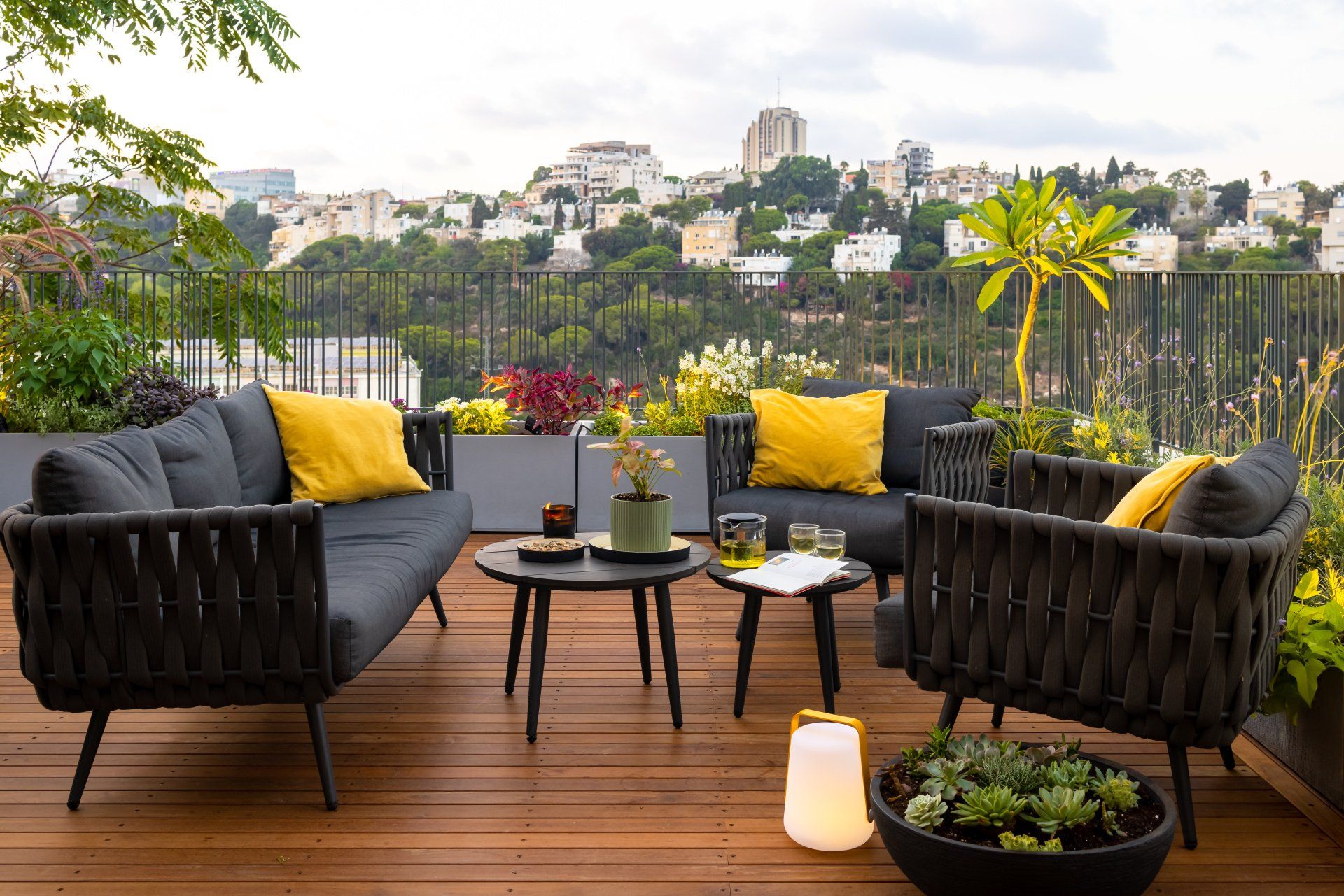 a deck with stunning views