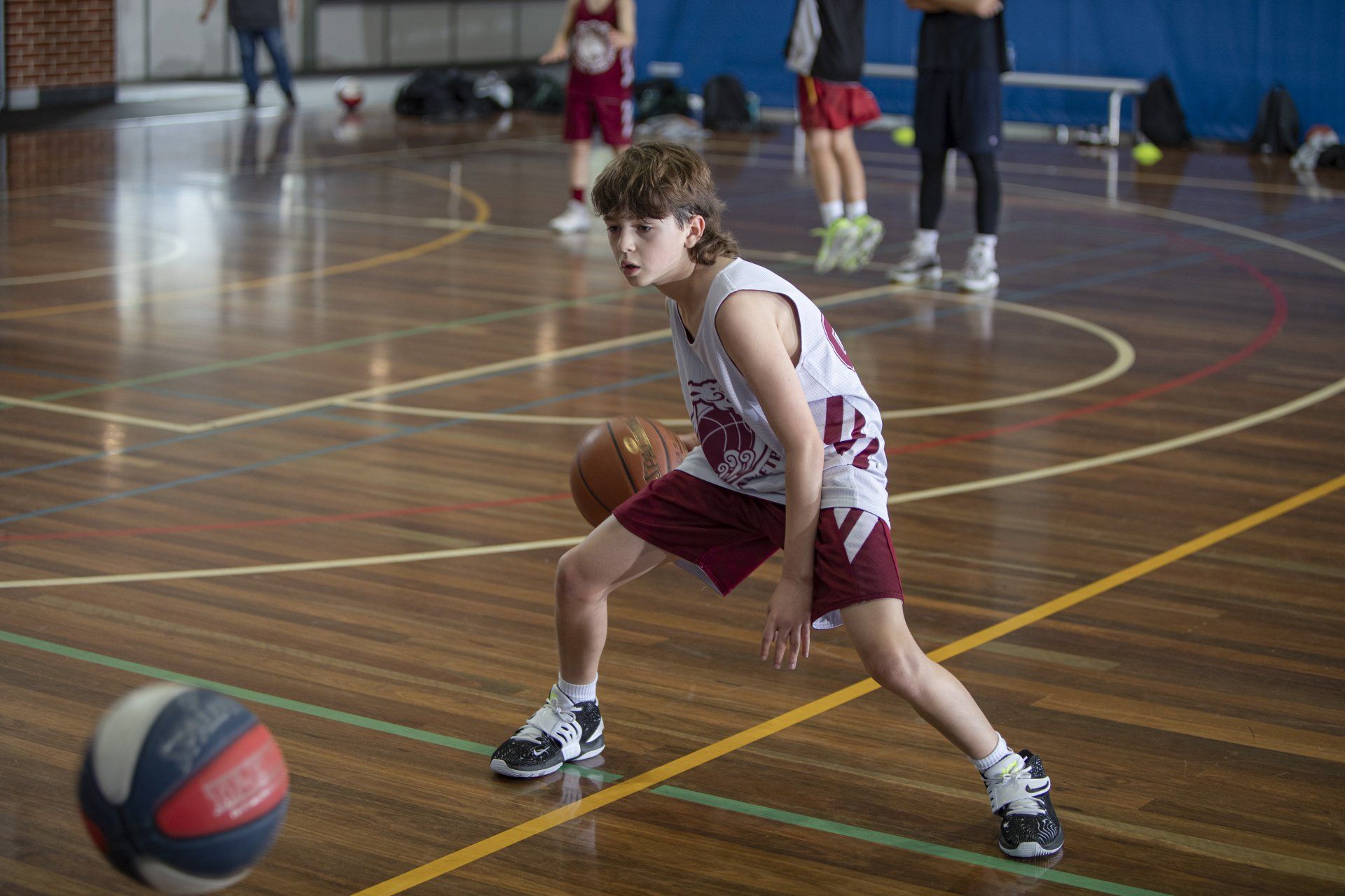 Player dribbling a basketball