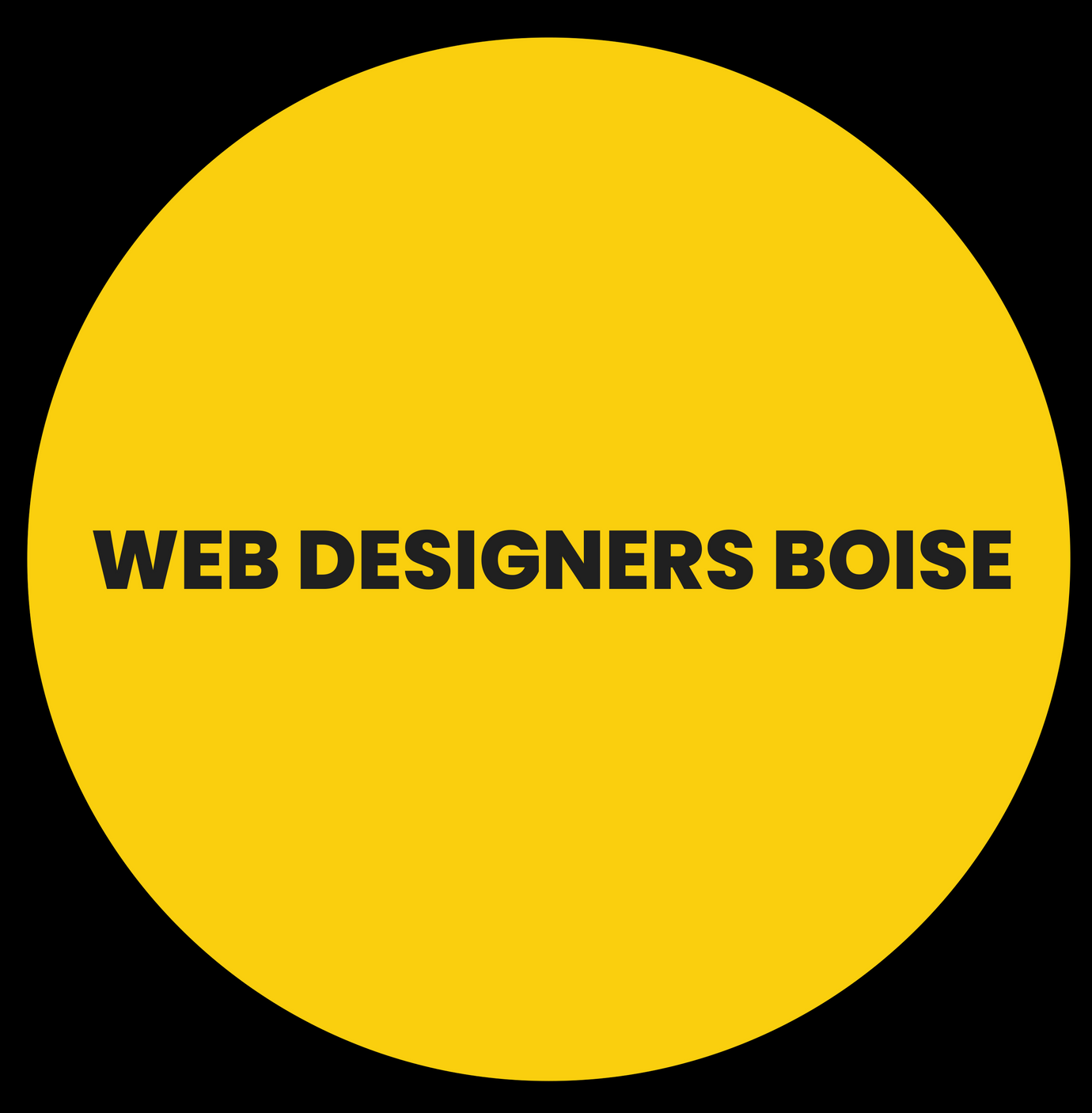 A yellow circle with the words web designers boise on it