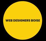 A yellow circle with the words web designers boise on it