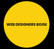 A yellow circle with the words web designers boise on it