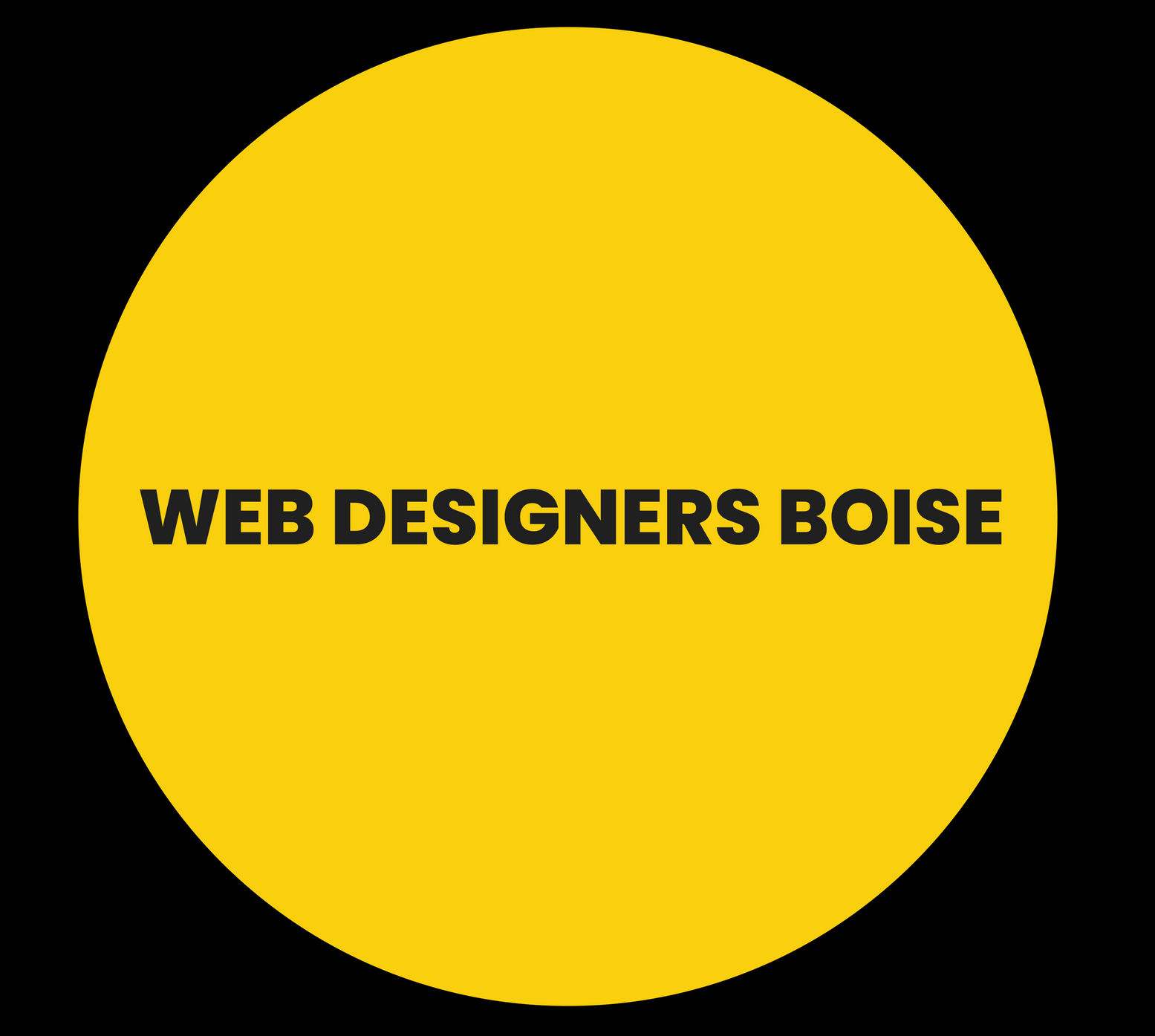A yellow circle with the words web designers boise on it