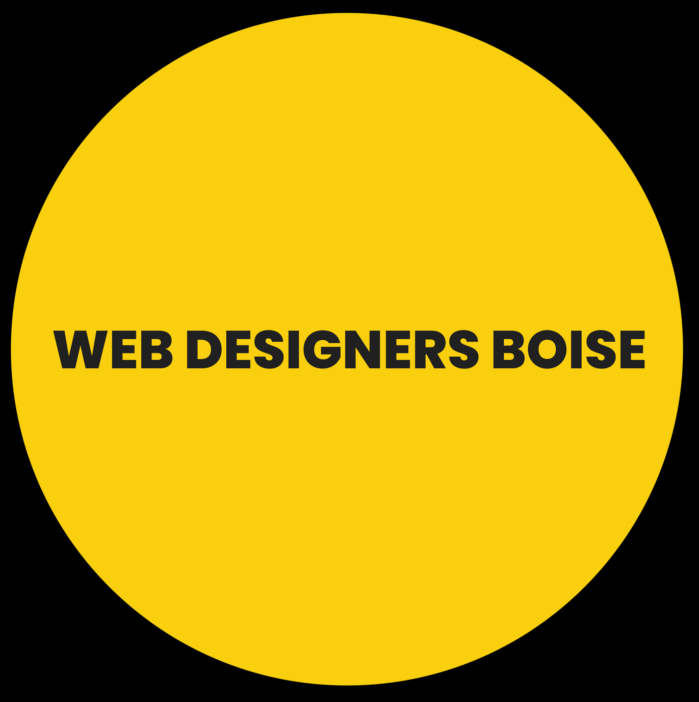 A yellow circle with the words web designers boise written on it.