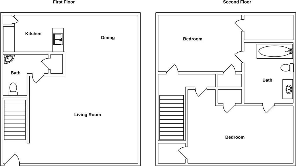 Floor Plan: 2 Bed · 1.5 Bath · 1,150 SQ. FT.