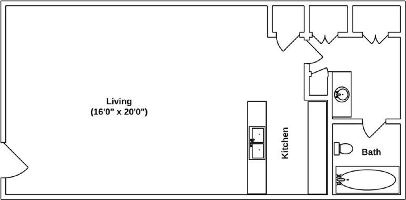 Floor Plan: 1 Bed · 1 Bath · 528 SQ. FT.