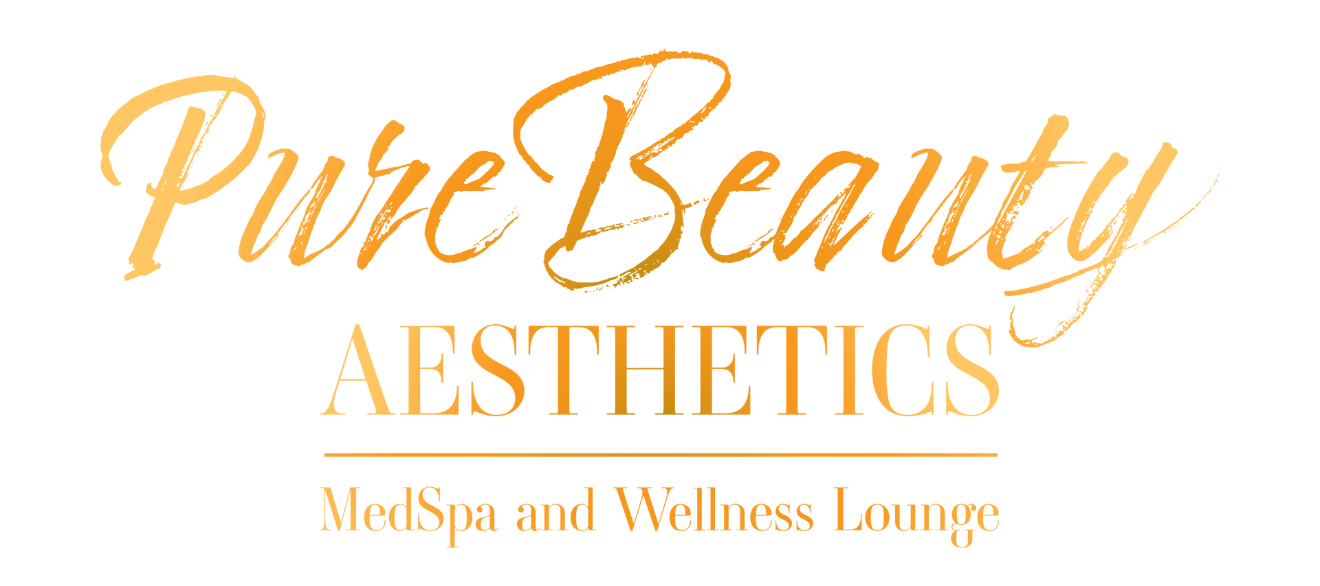 A black and gold logo for pure beauty aesthetics