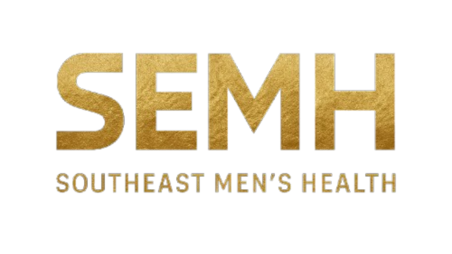 Logo for Southeast Men's Health. Gold text 