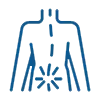 Person with pain radiating from the abdomen.