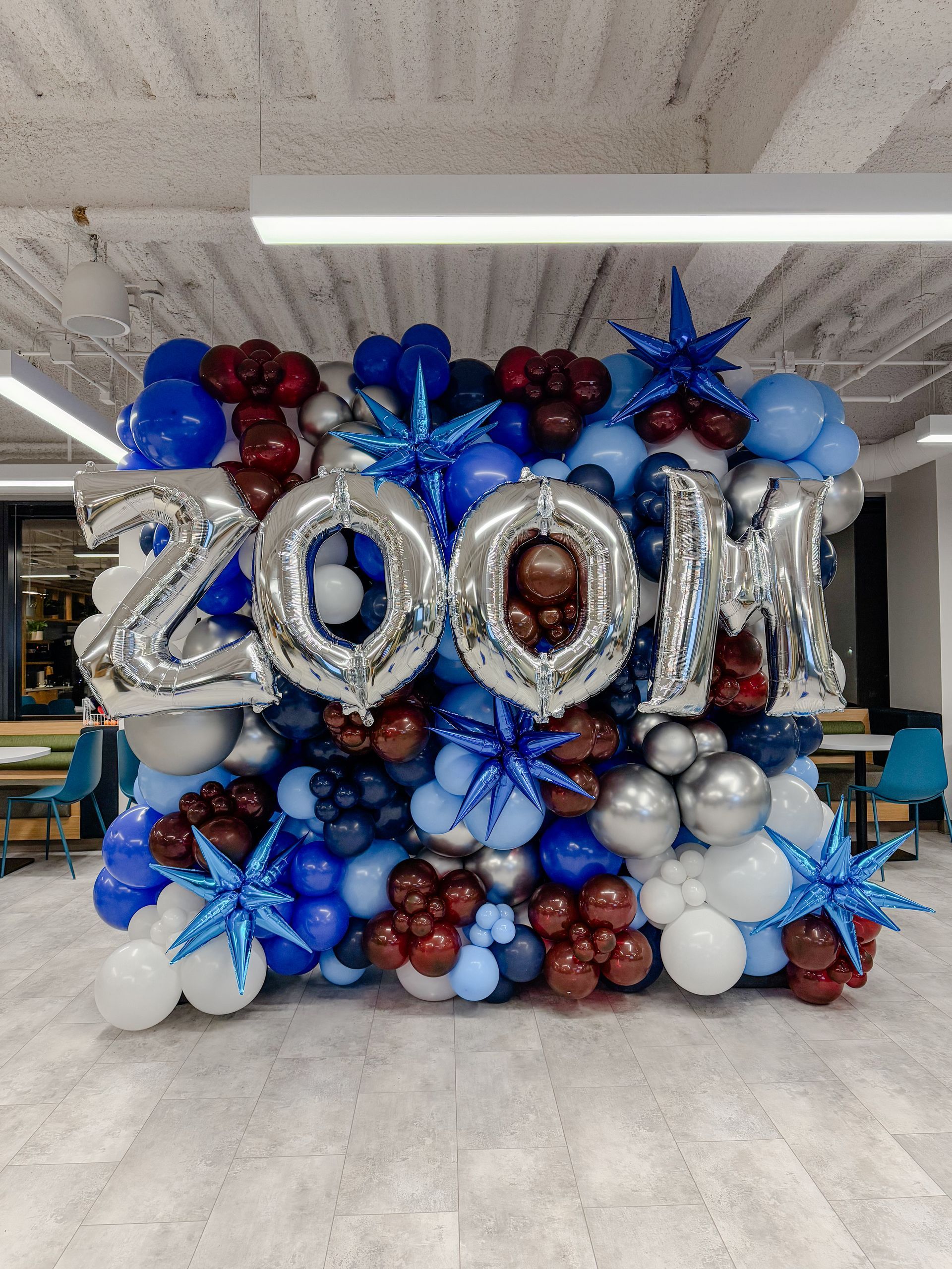 A balloon wall with the word