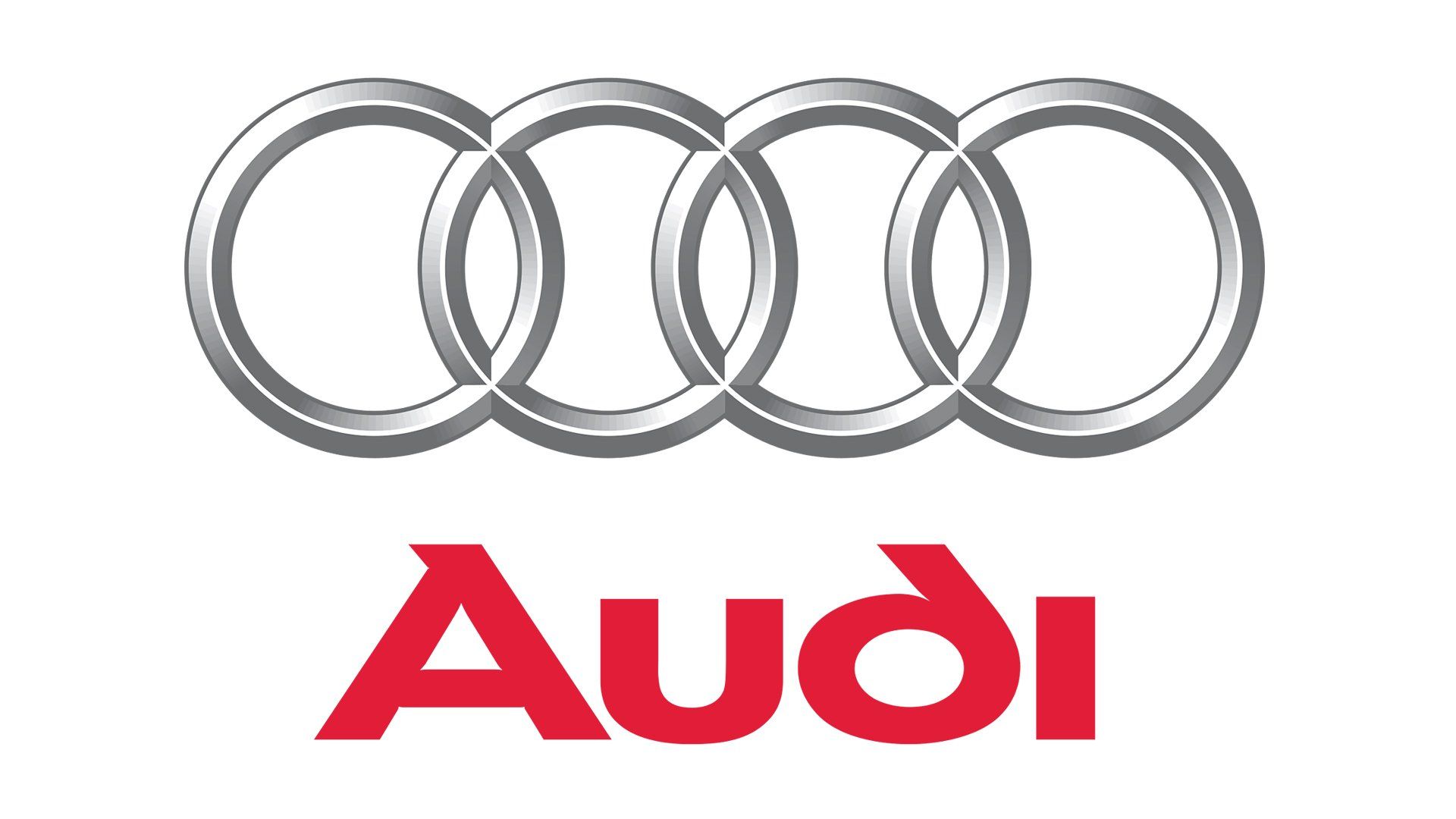 the audi logo is shown on a white background 