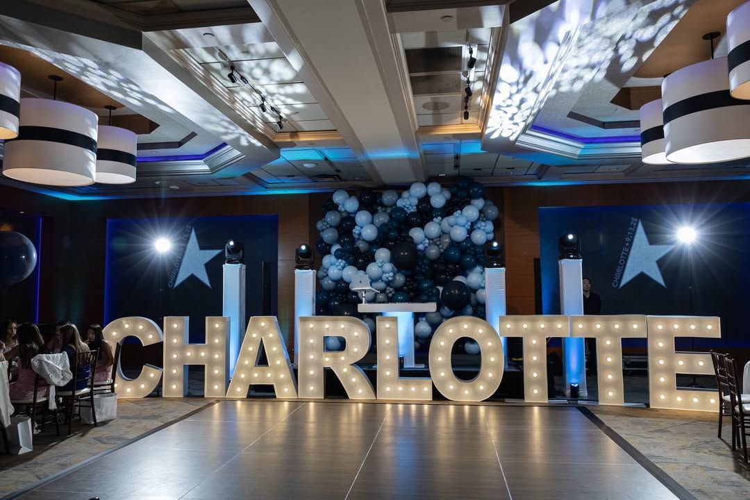 Light-up marquee letters spell 