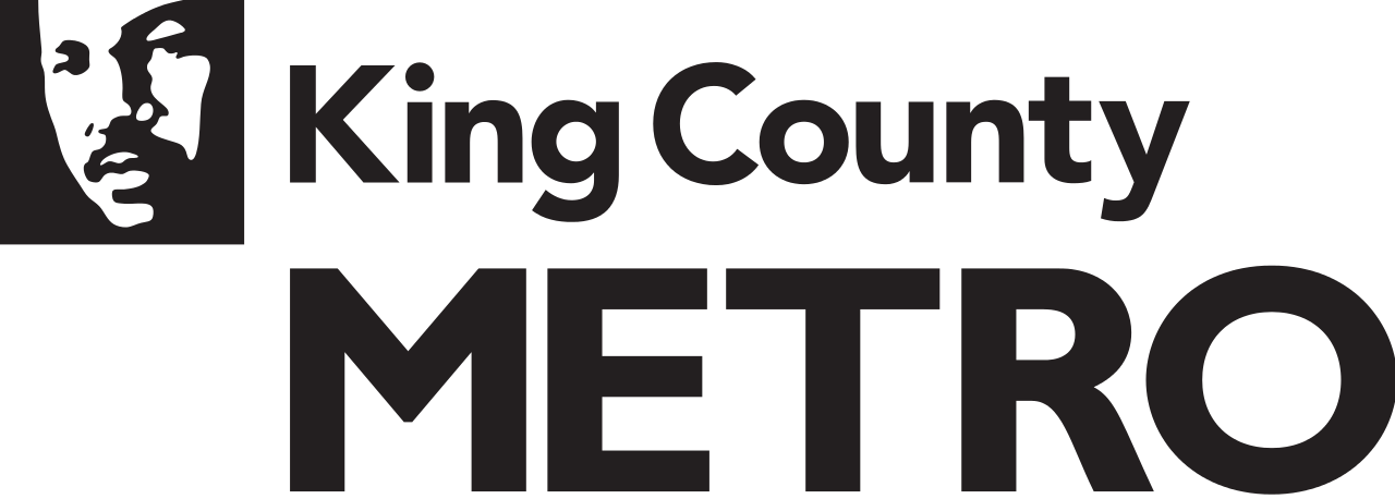 A black and white logo for king county metro
