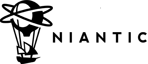 A black and white logo for a company called niantic