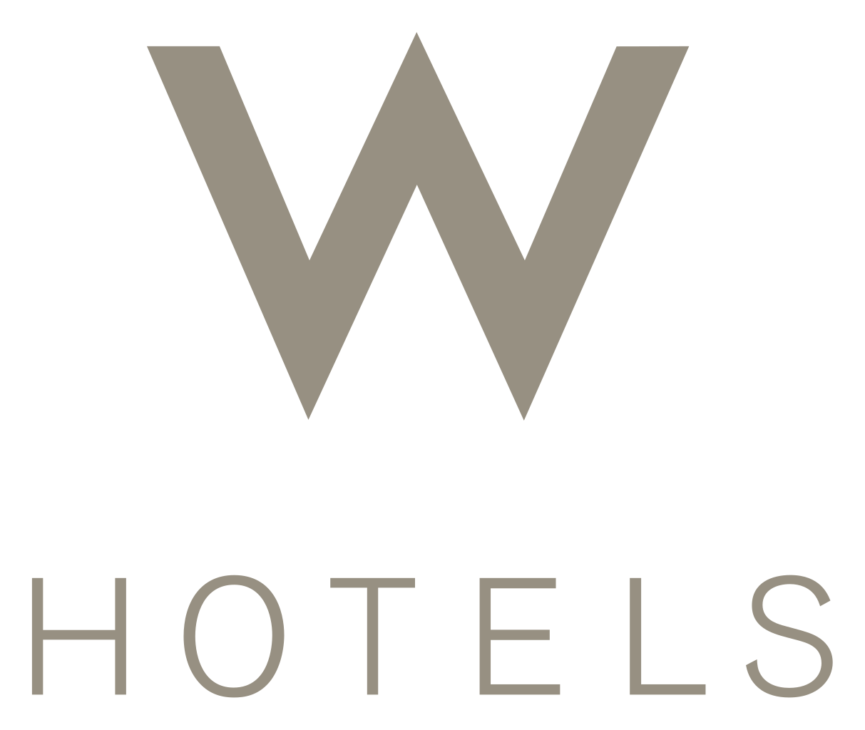 A logo for w hotels with a large letter w on a white background.