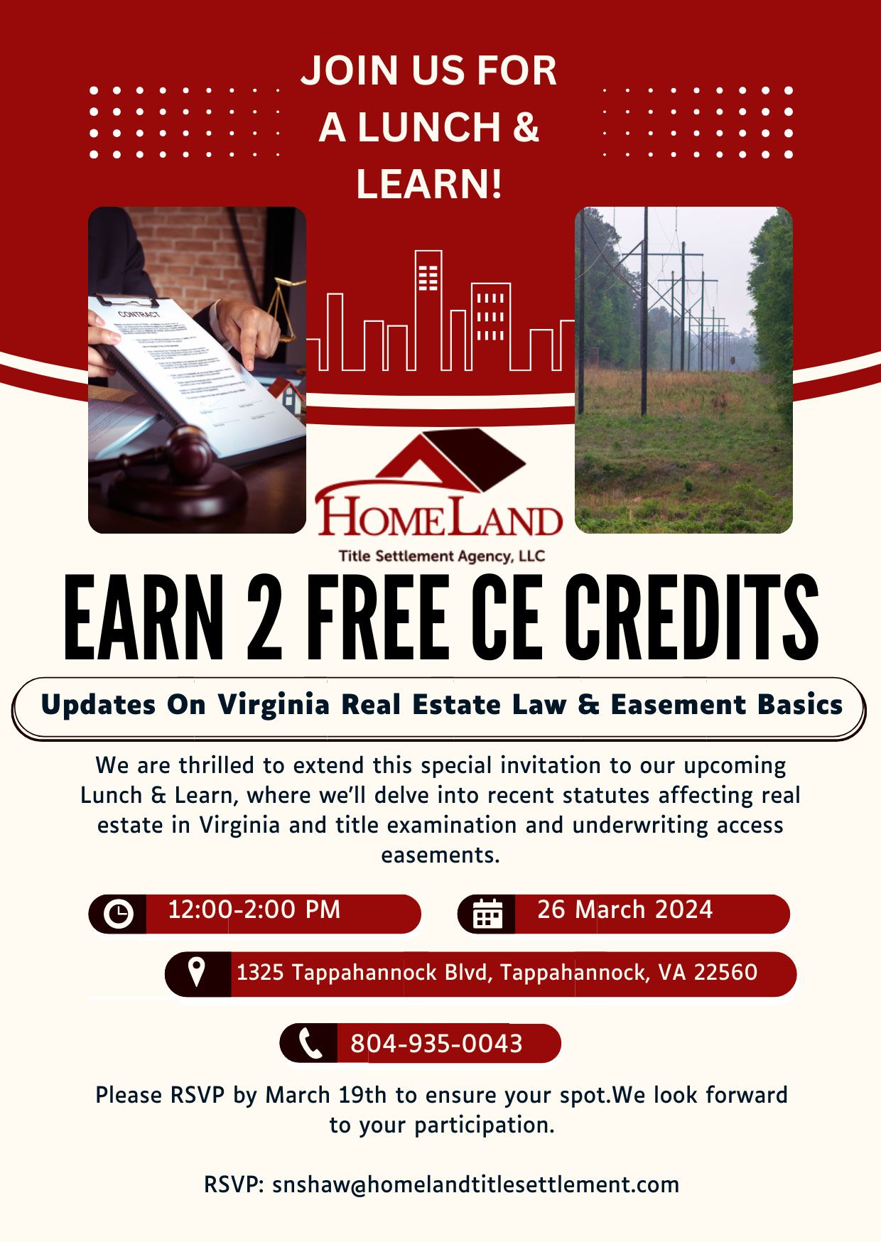 March 26 Event - Glen Allen, VA - Homeland Title Settlement Agency