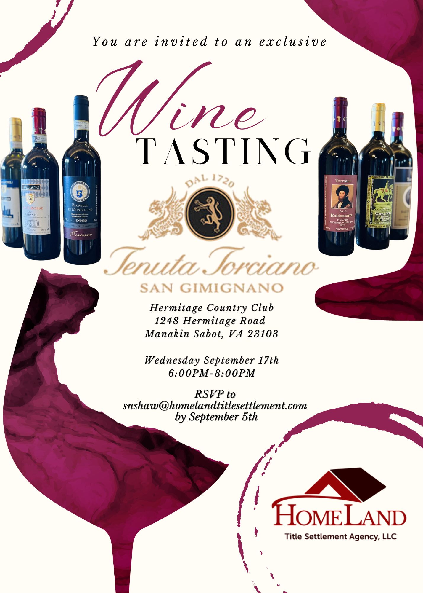 Wine Tasting Event - Glen Allen, VA - Homeland Title Settlement Agency Wine Tasting Event - Glen Allen, VA - Homeland Title Settlement Agency