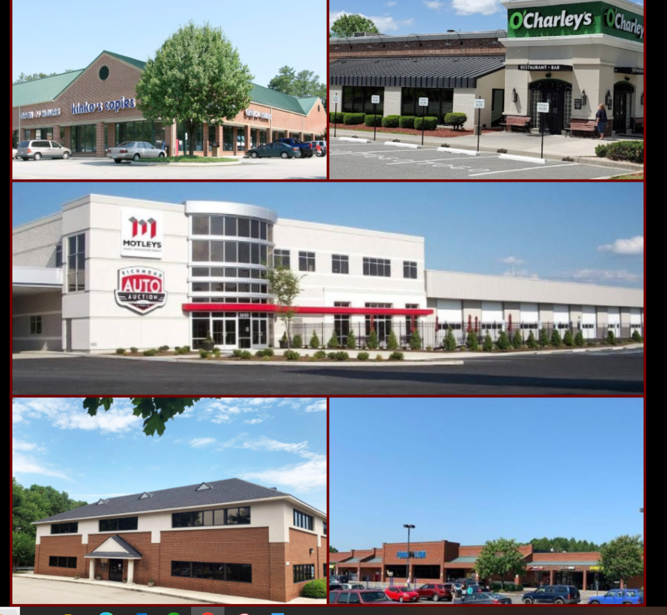 A collage of buildings including one called charley 's.