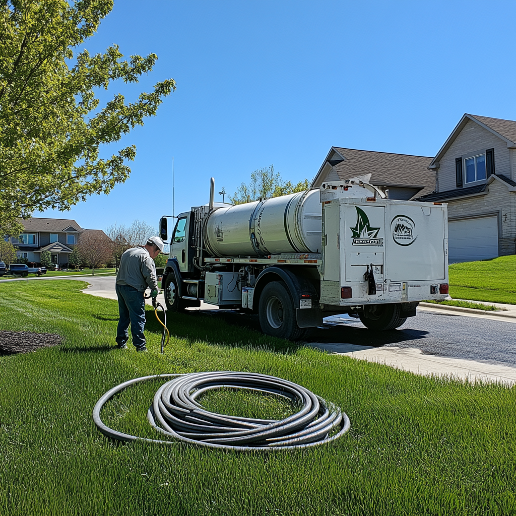 Septic system cleaning services specialized equipment to pump and clean a septic tank