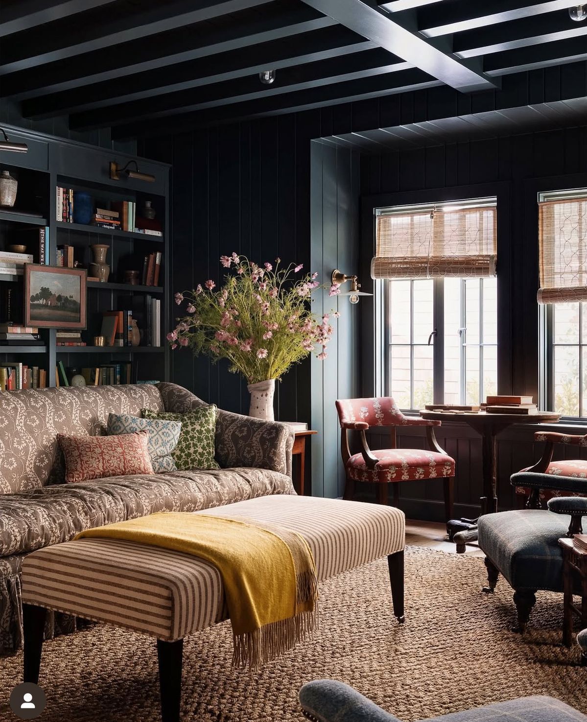 deep colored living room