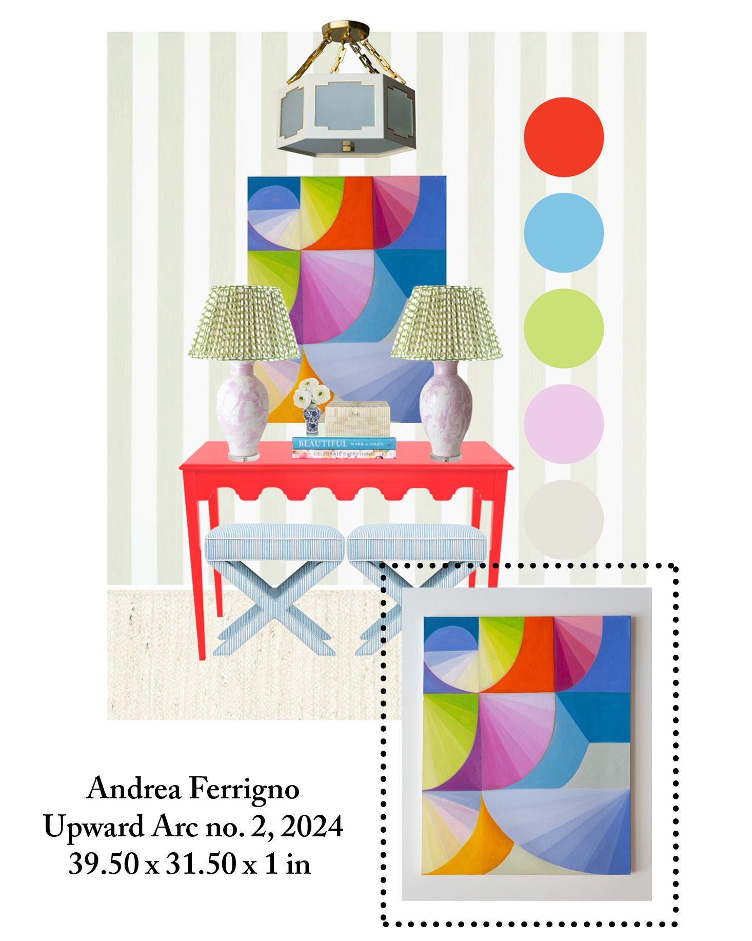 Andrea Ferrigno artwork paired with interior design scheme