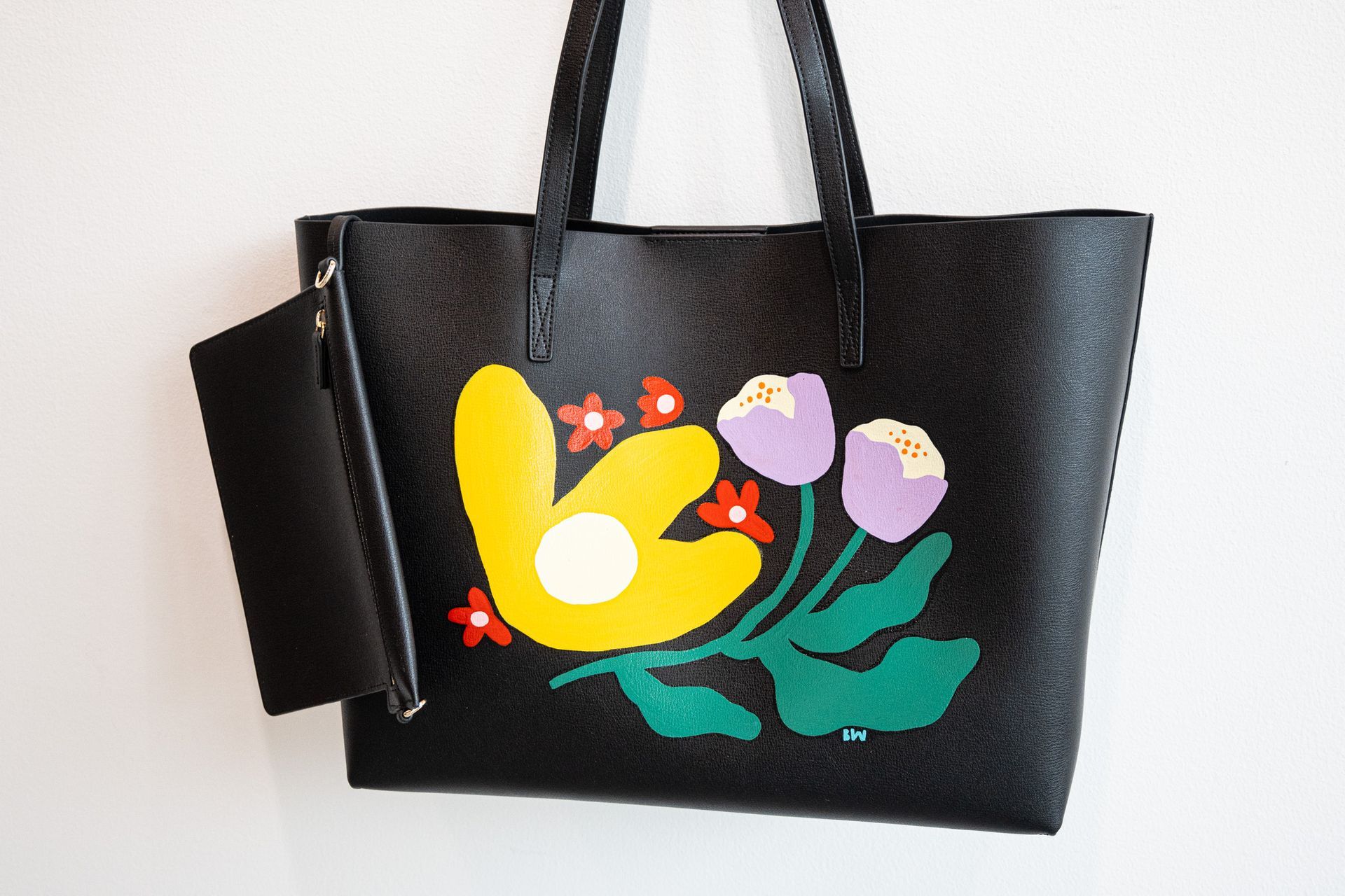 Hand-painted Leatherology tote bag by Bekah Worley