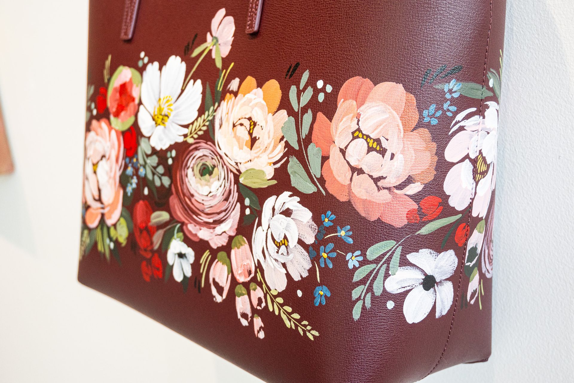 Hand-painted Leatherology tote bag by Jenna Brownlee